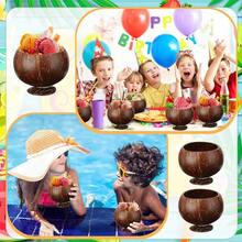 12 Pcs 13.5 Oz Coconut Shell Cups Bulk Hawaiian Party Supplies Polished Natural Coconut Bowls Luau Party Favors Tiki Decorations For Cocktail Drinking Smoothie Salad Ice Cream - 棕色 - 查看 2