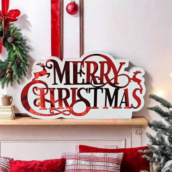 1 Stück Weihnachtlicher Holz-Dekoanhänger, hohe Qualität und Größe (16,5 x 30 x 1,3 cm), geeignet für Wand oder Tisch, Weihnachtsgeschenk, Weihnachts-Esszimmer-Dekoration, Weihnachtsren, Weihnachtsbaum-Form, einsetzbar für Wohnzimmer, Esszimmer, Veranda, Schlafzimmer, Garten, Eingangsbereich und mehr