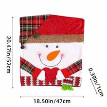 1 Peça Capa de Cadeira de Natal, Capa de Banqueta com Figuras de Papai Noel, Alce e Boneco de Neve. Adequada para Decoração de Casa de Natal e Capas de Cadeira para Festas Festivas