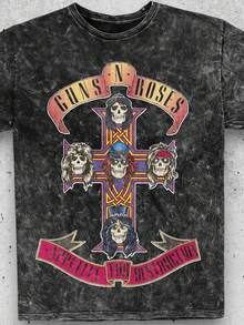 Playera rockera, camiseta dama bandas rock GUNS N ROSES, oversize diseño dtf calidad premium - Gris Oscuro - Ver 3