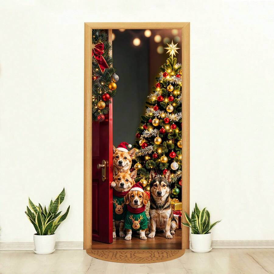 Decorative Christmas Door Cover In Sublimated Fabric 0.85x2.10 - CP-454 - View 1