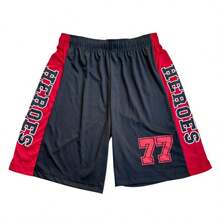 Men's Adult Sports Set: T-Shirt With Basketball Shorts - Black and Red Heroes - View 4