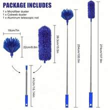 Ceiling Vacuum Cleaner With Extension Pole, Spider Web Cleaning Brush, Cleaning Kit For Vacuum Cleaner And Ceiling Fan, 15-100 Inch Stainless Steel Telescopic Pole, Washable (Handle Style May Vary Due To Product Batch, Which Is Normal And Does Not Affect Use) - Multicolor - View 3