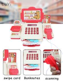 玩具超市收银台玩具套装，包括扫描、称重和结账模拟，家庭互动游戏，角色扮演玩具，男孩和女孩的生日/节日礼物