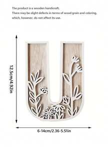 1 Pc Floral Wooden Letters Decor , Wood Alphabet With White Flower Patterns, 26 Letter Custom Name Decoration, Home Decor For Living Room, Bedroom, Entryway, Nursery, Wedding, Party Decoration
