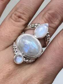 1 chiếc nhẫn đá quý mã não đen tự nhiên chạm khắc hình hoa hướng dương, kiểu dáng cổ điển, màu bạc, dành cho nữ, thích hợp cho các buổi đi chơi, dịp đặc biệt và sự kiện trang trọng. - Bạc - Xem 3