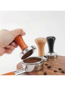 Espresso Coffee Tamper, Solid Wood Handle Stainless Steel Flat Bottom Tamper - Multicolor - View 6