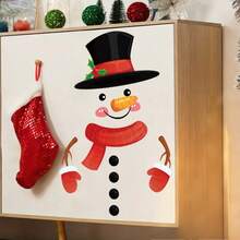 1 Peça Adesivo de Natal, Decorar Armários, Portas, Geladeiras, Paredes, Autoadesivo, Semigloss, Variedade de Designs Incluindo Papai Noel, Rena, Boneco de Neve, Adequado para Decoração Temática de Natal
