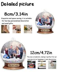 1pc Personalized Family Photo Christmas Snow Globe Ornament, Customizable Photo, Unique Holiday Keepsake Gift For Family, Friends, Couples, Adds Festive Charm, Perfect For Christmas Tree, Party, Home Decor, And Holiday Calendar - Multicolor - View 3