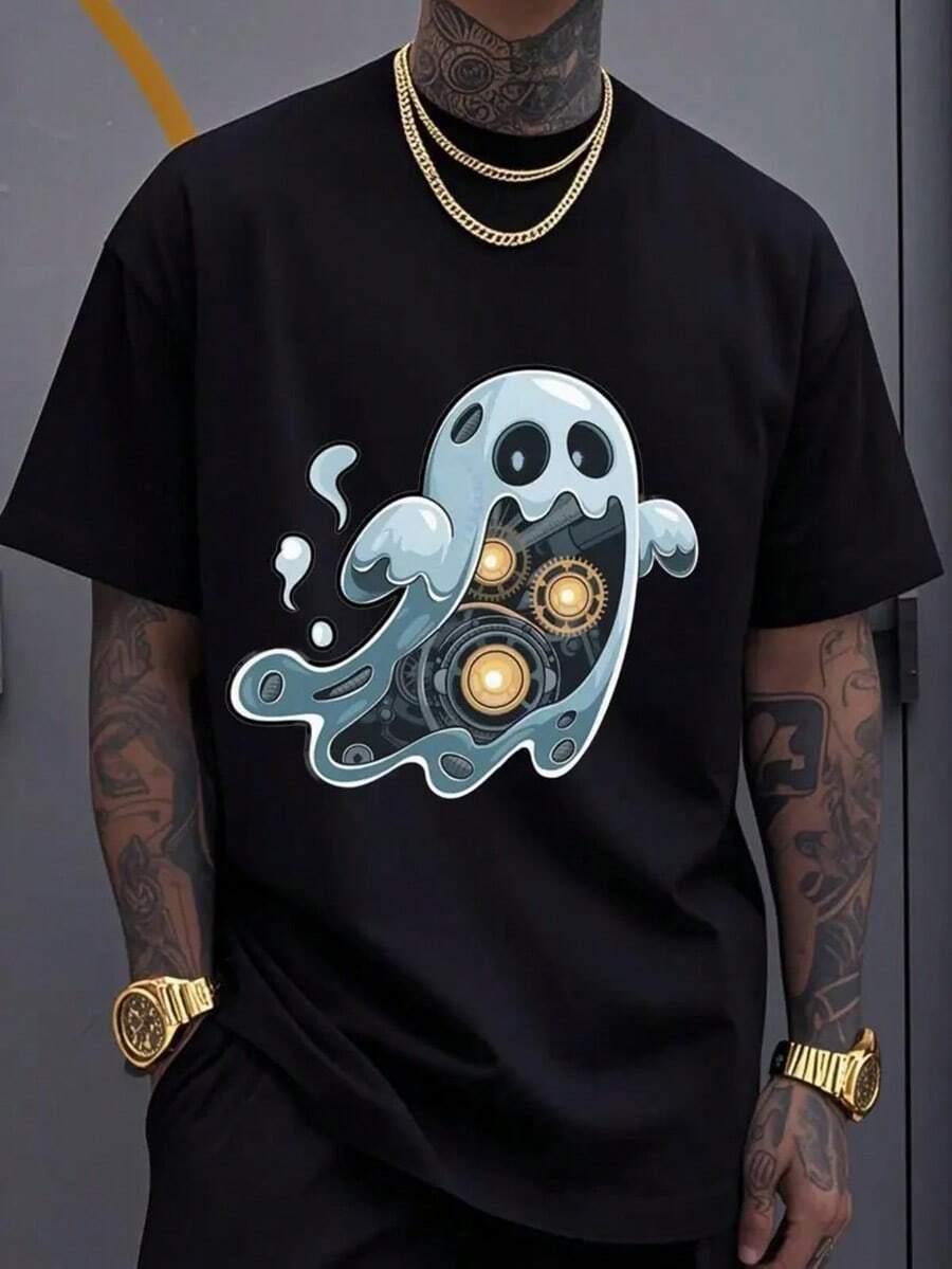 Men's & Women's Plus Size Gothic Horror Graphic Tee - Soft Breathable Black T-Shirt With, Everyday Casual Shirt For Halloween, Cosplay & Themed Parties - Machine Washable Apparel, Halloween Clothes, Themed Party Attire, Steampunk Design, Durable Print Shirt,Nightmare Before Christmas,Christmas,Halloween Costumes,Funny T Shirts,Summer Outfits,Thanksgiving Day,Men Graphic Tees,Streetwear Men - màu đen - Xem 1