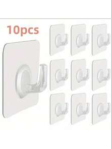 10 قطعة/20 قطعة/30 قطعة خطاطيف مثبتة على الحائط شفافة ذاتية اللصق، خطاطيف لتعليق الأبواب والجدران، تتحمل أحمال ثقيلة، رف منظم للمطبخ والحمام للكرفانات