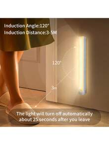1pc USB Rechargeable LED Motion Sensor Light - Wireless, Three Tone Lighting, Warm/White Night Light For Kitchen, Closet, Hallway And Stairs, Room, Night Lighting, Computer Backlight, USB Gadget, USB Light Cabinet Lights