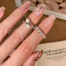 New Vintage Brushed  Pearl Ring For Women, Adjustable Open Band, Layered Wear, Niche High-End Luxury Couple Rings - J5203寬版 - 查看 4