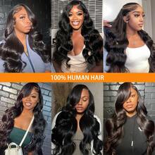 42Inch 250% Density Natural Black Color 13x4 Lace Front Wigs Human Hair Body Wave HD Lace Front Wigs Human Hair Pre Plucked With Baby Hair Natural Color Human Hair Lace Frontal Wigs For Women - Natural Black - Xem 5