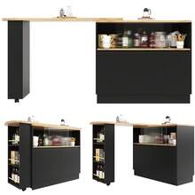 Sairedel 360° Rotating Sideboard With Shelves And Glass | Modern Serving Buffet 90x45x100 Cm | For Kitchen, Restaurant, And Living Room | Multifunctional Rotating Shelf, Bar Cabinet