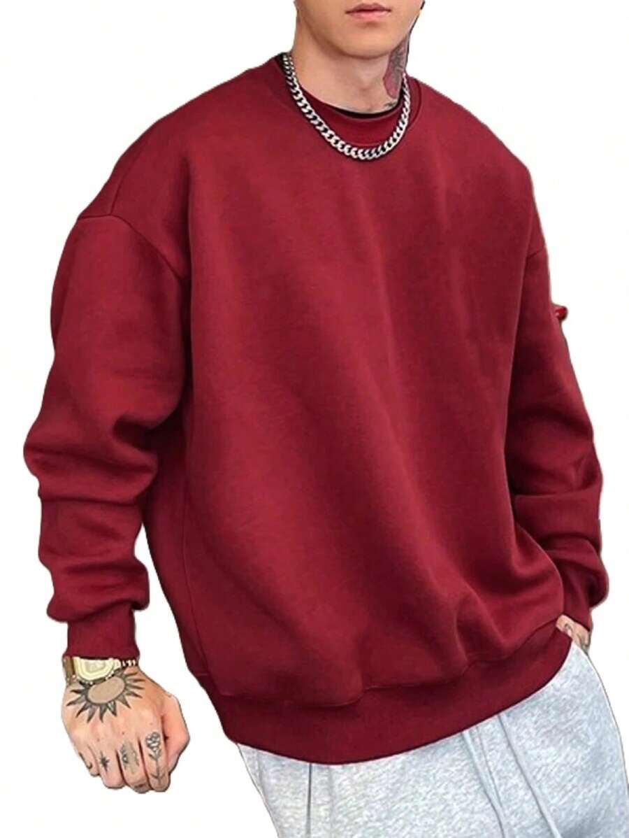 Unisex Streetwear Style Sweatshirt, Flannel Sweater - 紅色 - 查看 1