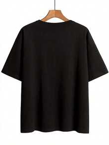 Playera estampada de hongos y mariposas, manga corta y cuello redondo, top casual para verano y primavera, ropa de mujer