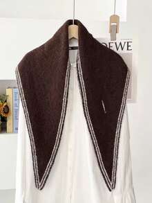 قطعة واحدة وشاح/شال مثلث من خليط الصوف المحبوك دافئ وعملي للنساء، مناسب للمواعيد والتسوق والخروجات اليومية