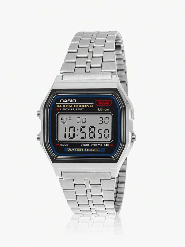 Casio Relógio de pulso digital clássico para homens, relógios femininos, relógio multifuncional masculino, pulseira de aço inoxidável, mostrador quadrado, relógio eletrônico
