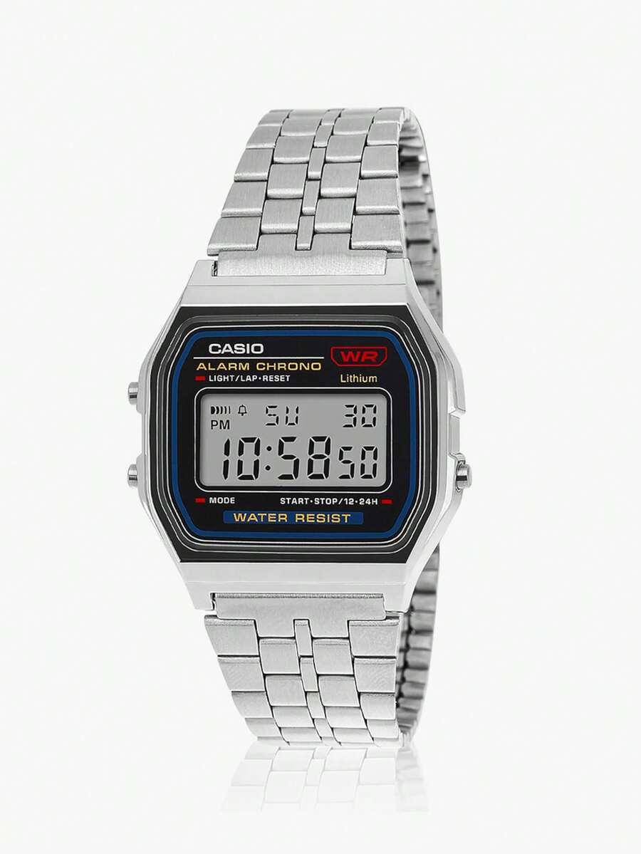 Casio Orologio digitale classico da polso per uomo, orologio da donna, orologio multifunzionale da uomo, cinturino in acciaio inossidabile, quadrante quadrato, orologio elettronico