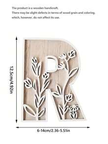1 Pc Floral Wooden Letters Decor , Wood Alphabet With White Flower Patterns, 26 Letter Custom Name Decoration, Home Decor For Living Room, Bedroom, Entryway, Nursery, Wedding, Party Decoration