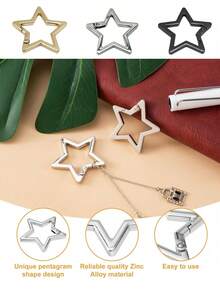 户外钥匙扣 - 创意登山扣式露营户外配件,铝制星形登山扣,创意弹簧钩钥匙扣,户外露营徒步配件,3 个工作日内发货,铝合金户外星形弹簧锁钥匙扣 - 彩色 - 查看 9