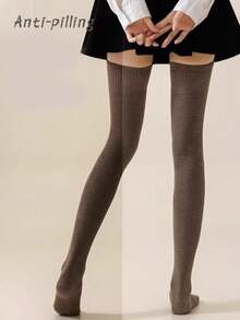 1 Pair Women's Extra Long Over-The-Knee Socks, Black Thigh High Stockings For JK Uniform With Long Boots, Anti-Slip Knee-High Socks For Autumn/Winter