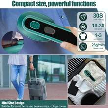 Mini plancha de vapor portátil de color verde oscuro, elimina las arrugas de forma eficaz. Tamaño compacto, ideal para viajar y para uso doméstico. (Apta para una gran variedad de tejidos, como lino, poliéster, nailon, lana, franela, seda, etc.) - Tipo de Enchufe A USA (110-127V) - Ver 13