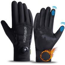 1 Pair Men's Winter Warm Gloves, Long Thickened Windproof Snowboard Cycling Sled Gloves, Adjustable Knob, Touchscreen Compatible