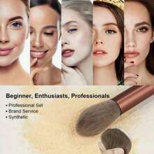 Ensemble de 14 pinceaux de maquillage professionnels avec des poils en nylon et un manche en ABS | Comprend un pinceau, un pinceau de contour, un pinceau de mélange, un pinceau à ombre à paupières et une houppette triangulaire en velours pour tous les types de peau. Le cadeau parfait pour la Saint-Valentin et la Fête des Mères