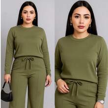 Women Two-Piece Outfits - Army Green - View 3