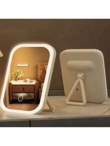 LED Makeup Mirror, Vanity Mirror With Front Lights, 3 Lighting Modes, Rechargeable Makeup Mirror, Modern Style, Built-In Battery, Touch Control, Portable Foldable, Travel Makeup Mirror, Lighted Makeup Mirror, Ideal For Women, Valentine's Day Gift, Student Dorm Daily Use, Fashionable Design, Affordable Price, Christmas Gift, Cosmetics, Makeup Tools, Cheap & Good, Gift, Women Gift, Christmas Gift - Multicolor - View 6