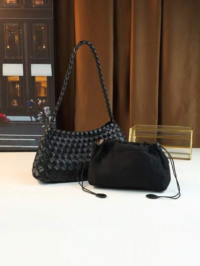 2025 时尚休闲编织单肩腋下托特包