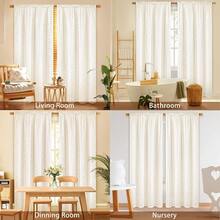 Linen Curtains For Bedroom, Double Layered Boho Curtain For Living Room Farmhouse Curtain 84 Inch Length 2 Panels Set, Rustic Curtains & Drapes Rod Pocket With Tiebacks, 52 X 84 Inch, Beige - Beige52Wx84LPackof2 - View 9