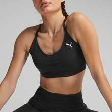 Puma Women's New Fitness Training Breathable Casual Removable Padded Criss-Cross Sports Bra 524362-01 - Black - View 1
