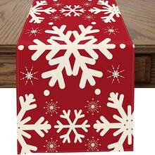 1pc Cute Christmas Snowflake Table Runner, Suitable For Kitchen, Dining Table, Christmas, Thanksgiving, Home Party Decoration