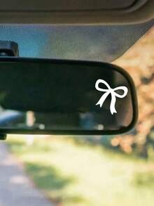2pcs Cute Bow Ladies Car Decal - Fantasy Theme Vinyl Sticker, Glossy Finish, Cartoon Pattern Self Adhesive Glass Surface, Asymmetrical Shape, Single Use