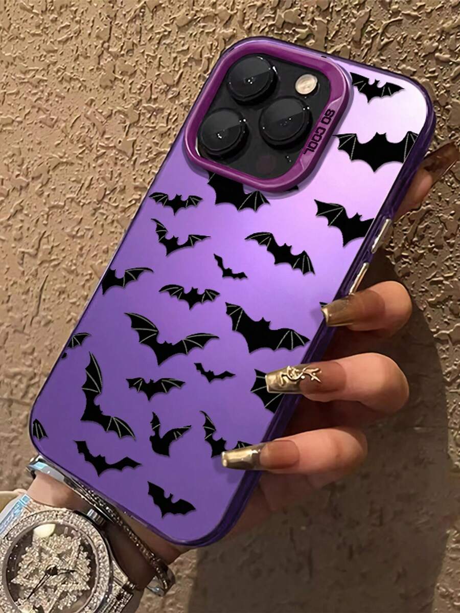 Black Bat Compatible With Apple Phone 16/13/12/14/15/11/ProMax/Pro/Plus/Xs Max/XS/X, Anti Wear Protection Transparent Soft Shell Advanced Sense Silicone Phone - 紫色 - 查看 1