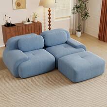 81.8"/117.3"/152.7" Modular Sectional Sofa, Corduroy Boneless Sofa With Deep Seat And Button Tufted Cushions, Comfy Cloud Sectional Loveseat Couches For Living Room Bedroom, No Assembly - 藍色 - 查看 14