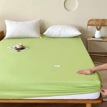 Solid Color Simple Fitted Sheet, Versatile For All Seasons