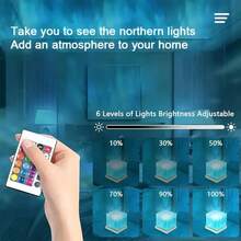 1 Stück 16-Farben kabelloses Nordlicht & Sternenhimmel Projektionslampe mit Fernbedienung - USB betrieben, dimmbar, RGB LED Tischlampe, geeignet für Schlafzimmer, Spielzimmer, Party, Valentinstag & Neujahr Dekorations-Geschenk, kabellose Beleuchtung für den Innenbereich