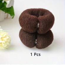 Elegant Vintage Mesh Bun Maker - Hollow Hair Band For Classic Updo, DIY Foam Donut Bun Tool With Snap Button, Soft Fabric Material, Black/Beige/Brown, Ponytail And Bun Fashion Hair Accessories, Suitable For 14 + (Single Piece), Hair Design Tools | Textured Hair Design | Snap Button Function - 卡其色 - 查看 7