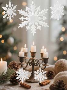 6Pcs Christmas Glitter Snowflake Ornaments, Plastic Snowflake Decorations For Christmas Tree New Year Holiday Party Decor Glitter Snowflake Ornament Plastic Glittered Snowflake Ornaments Sparkling Christmas Tree Decorations For Christmas Tree Decoration Wedding,Thanksgiving,Party