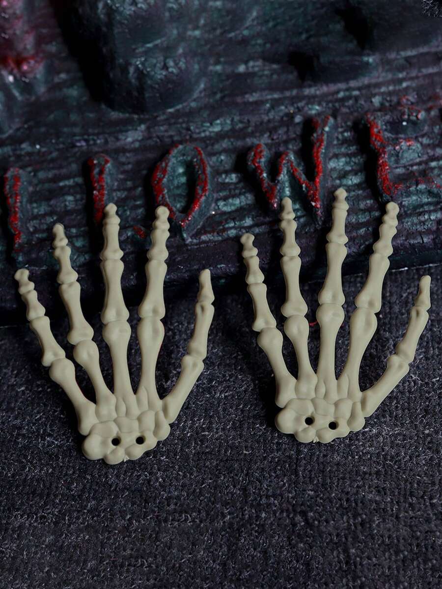 1/2 pièces Décoration de main de squelette d'Halloween, décoration d'ongle effrayante, ornements d'Halloween