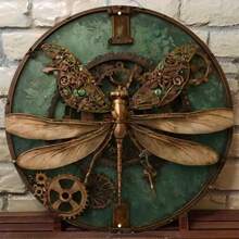 1pc Steampunk Dragonfly Metal Wall Art, Vintage 7.8x7.8 Inch Sign With Gears And Floral Decor, Rustic Copper Green Decorative Plaque, 2D Print, Iron Wall Decor, Suitable For Vintage Wall Art, Wall Decoration, Room Decor, Home Decor, Restaurant Decor, Bar Decor, Cafe Decor, Garage Decor, Garden Decor, Indoor And Outdoor Decoration Gifts Birthday Graduation - 彩色 - 查看 7