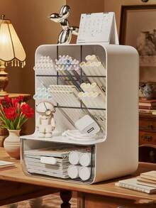 1 pieza Organizador de escritorio con cajón para accesorios de escritorio, organizador fijo, organizador marcado para suministros de arte de escritorio