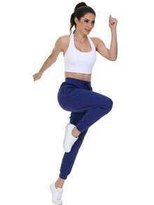 Leftear Athletic Joggers For Women With Pockets Workout Running Track Pants Golf Stretch Tapered Comfy Gym Active Training Sport Sweatpants Lounge Casual Travel Jogging Outfits - 藏蓝色 - 查看 5