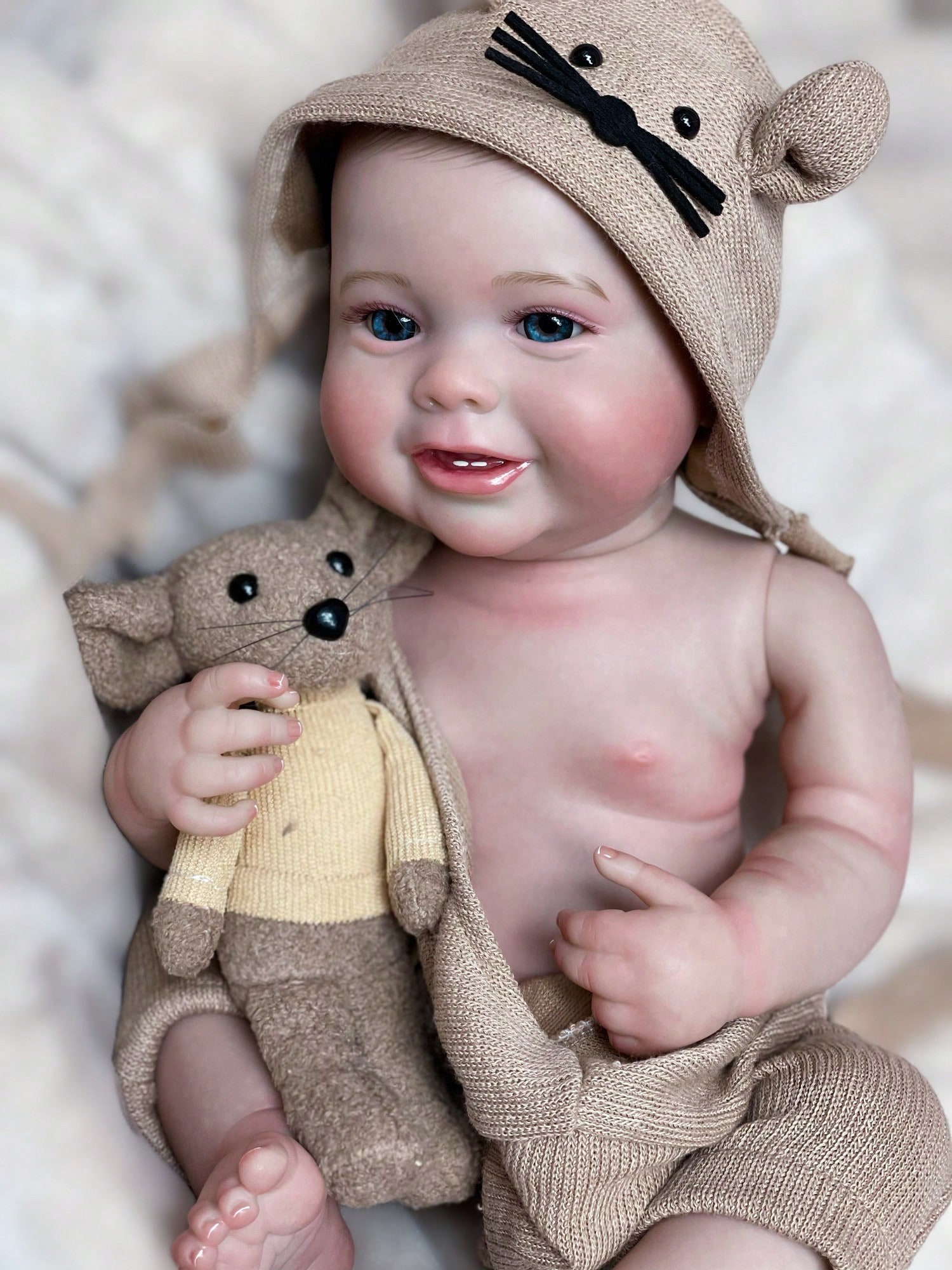 دمية رضيع ولد واقعية بطول 18 بوصة – قابلة للغسيل م...