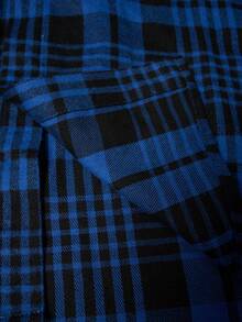 ANDREILEE2025 New Spring/Autumn Casual Fashion Loose Plaid Button-Up Long Sleeve Shirt, Unisex Versatile Design - Royal Blue - View 6