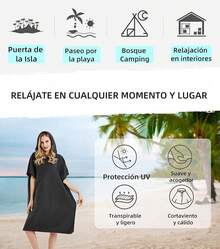 LSXD Poncho de Surf con Capucha, de Baño de Microfibra para Mujer(80 x 110cm), Natacion Secado Rápido,Poncho de Toalla Suave con Bolsillo para Playa Natación, Surf(Rosa) - Negro - Ver 4